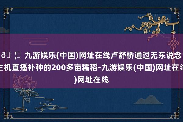 🦄九游娱乐(中国)网址在线卢舒桥通过无东说念主机直播补种的200多亩糯稻-九游娱乐(中国)网址在线