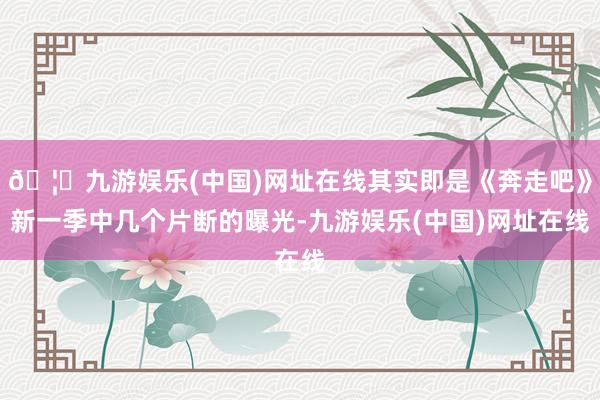 🦄九游娱乐(中国)网址在线其实即是《奔走吧》新一季中几个片断的曝光-九游娱乐(中国)网址在线